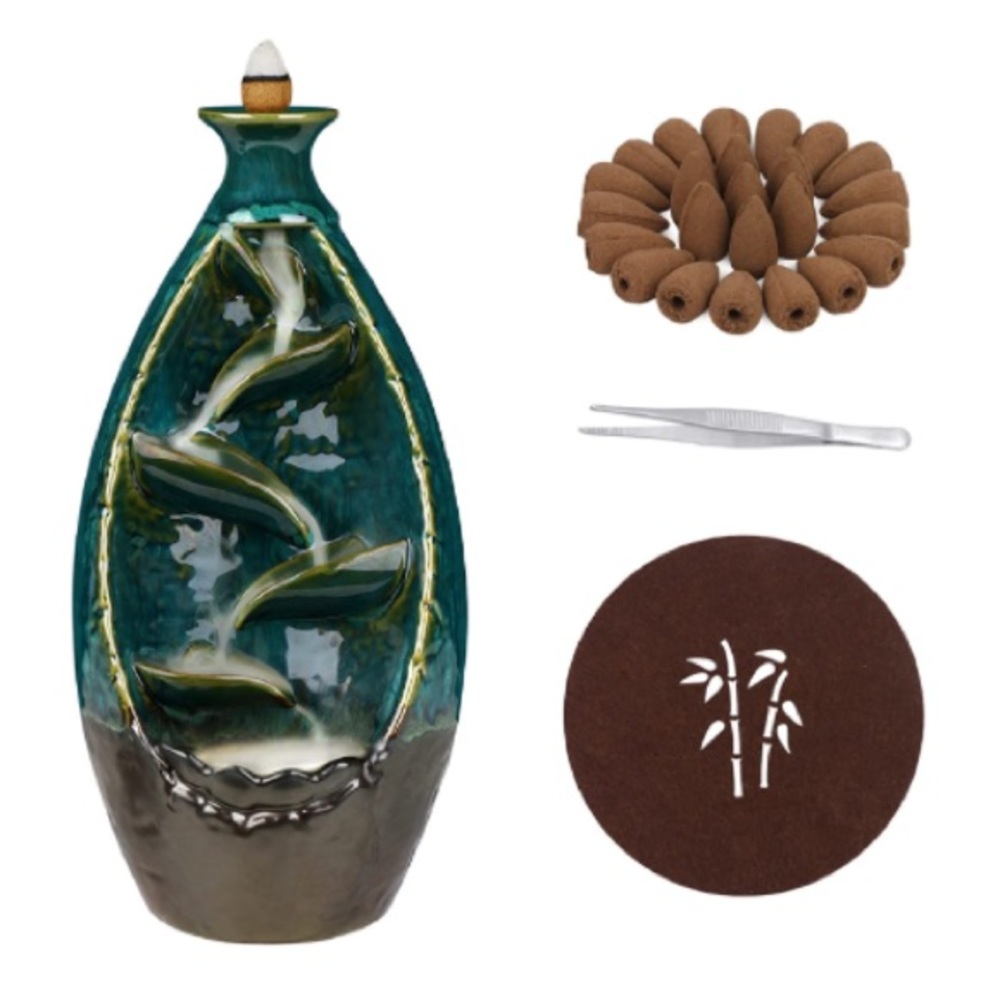 NEW Incense Waterfall Burner Ceramic Backflow Incense Holder Home Decor